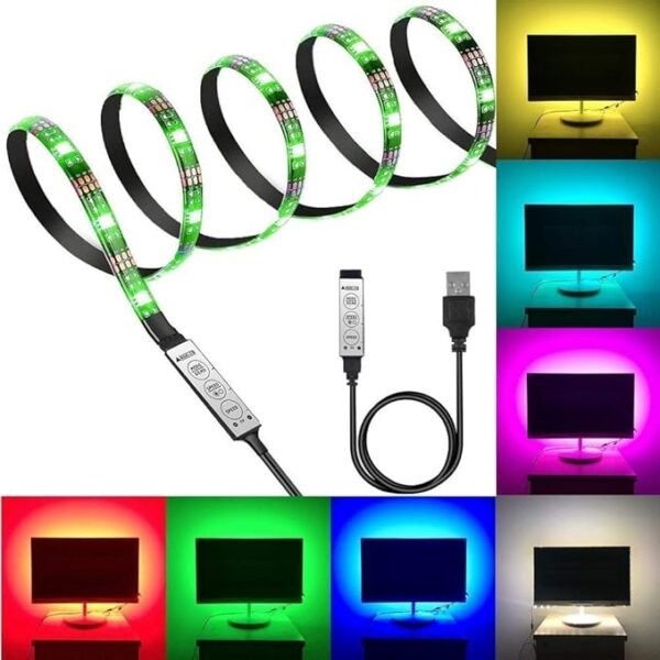 ElectVibes 5050 RGB LED Strip Light 2 Meter Flexible Multi-Colour lighting Smart Remote & USB Controller for TV Backlight, Bedroom, Diwali, Christmas, Ceiling, Home Decor, Pc, Laptop