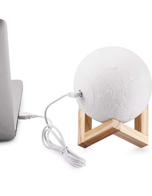 ElectVibes 3D Moon lamp with 7 multi-Colour Changing Touch Sensor for Adult and Kids with Wooden Stand Night Lamp for Bedroom (15cm) (pack of 1) - Image 5