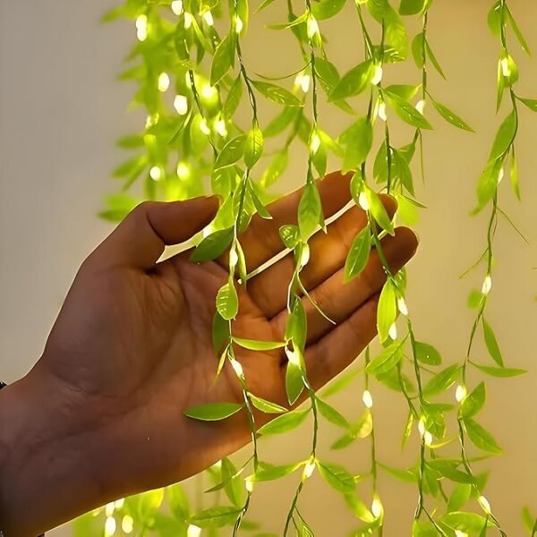 ElectVibes Artificial Leaf curtain light (3×3meter, 200 LED, warm white, 8 Flashing Mode and Remote Control)