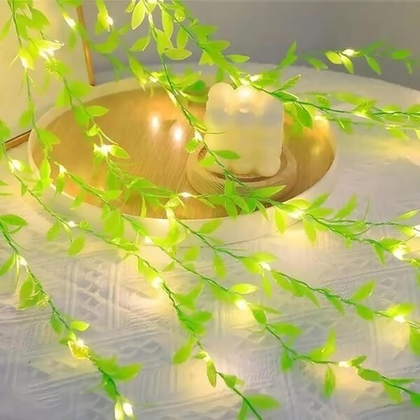 ElectVibes Artificial Leaf curtain light (3×3meter, 200 LED, warm white, 8 Flashing Mode and Remote Control) - Image 2