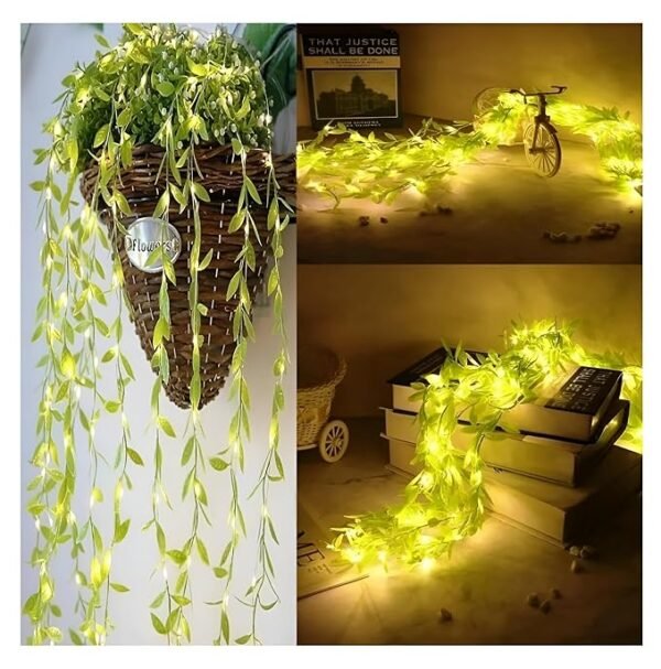 ElectVibes Artificial Leaf curtain light (3×3meter, 200 LED, warm white, 8 Flashing Mode and Remote Control) - Image 3