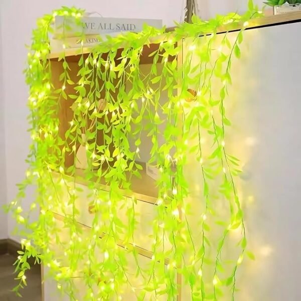 ElectVibes Artificial Leaf curtain light (3×3meter, 200 LED, warm white, 8 Flashing Mode and Remote Control) - Image 4