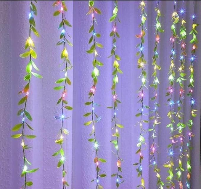 ElectVibes Artificial Leaf curtain light (3×3meter, 200 LED, Multicolour, 8 Flashing Mode and Remote Control) (pack of 1)