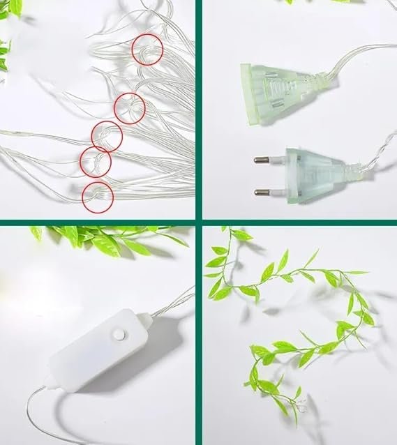 ElectVibes Artificial Leaf curtain light (3×3meter, 200 LED, Multicolour, 8 Flashing Mode and Remote Control) (pack of 1) - Image 3