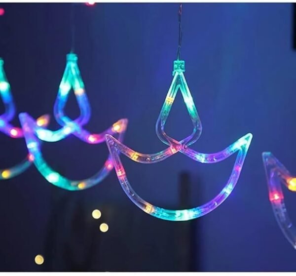 ElectVibes Diya Curtain String Lights (3meter, 6 Big Diya 6 Small Diya, 114 led, Multicolour and 8 Flashing Mode) - Image 3