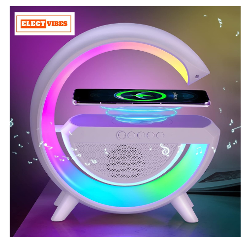 ELECTVIBES G Speaker Lamp - APP Control 3 in 1 Multi-Function Bluetooth Speaker with Wireless Fast Charging, RGB Light and Sunrise Alarm Clock for Bedroom & Bedside Table Lamp (Pack of 1 ) - Image 5
