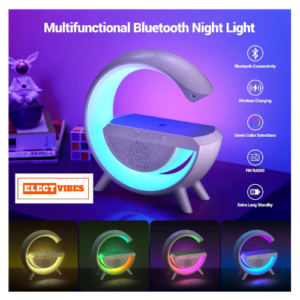 ELECTVIBES G Speaker Lamp - APP Control 3 in 1 Multi-Function Bluetooth Speaker with Wireless Fast Charging, RGB Light and Sunrise Alarm Clock for Bedroom & Bedside Table Lamp (Pack of 1 )