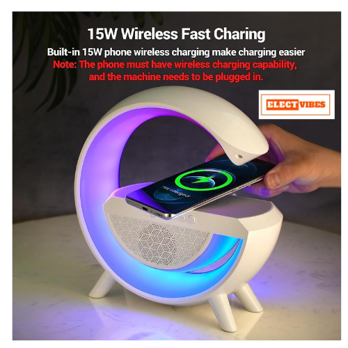 ELECTVIBES G Speaker Lamp - APP Control 3 in 1 Multi-Function Bluetooth Speaker with Wireless Fast Charging, RGB Light and Sunrise Alarm Clock for Bedroom & Bedside Table Lamp (Pack of 1 ) - Image 11
