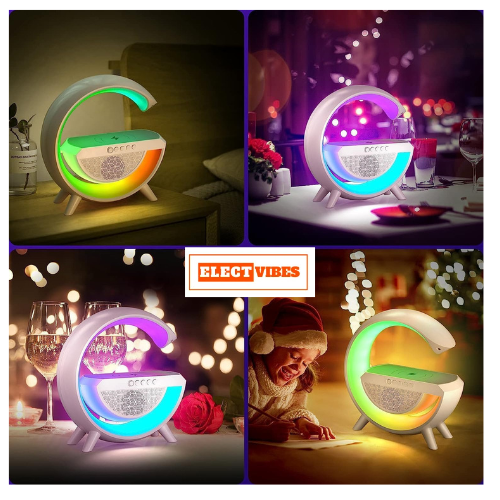 ELECTVIBES G Speaker Lamp - APP Control 3 in 1 Multi-Function Bluetooth Speaker with Wireless Fast Charging, RGB Light and Sunrise Alarm Clock for Bedroom & Bedside Table Lamp (Pack of 1 ) - Image 3