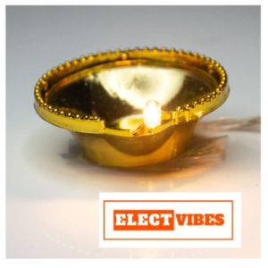 ELECTVIBES Golden Diya String Light 16 Plastic Golden Diya 3 Meter LED Deepak Fairy String Series Lights for Home Decoration Plug-in (Warm White Pack of 1 )