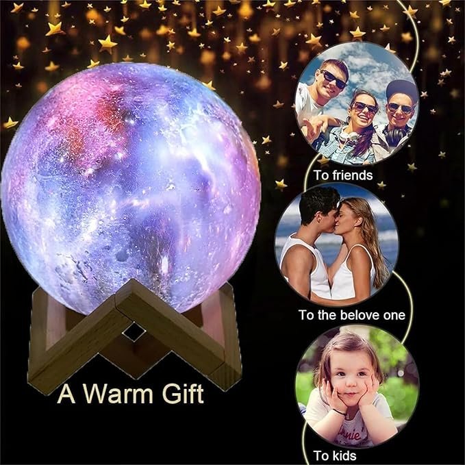 ElectVibes 3D Galaxy moon lamp with 16 Multi-Colour Changing Remote and Touch Control For Adults and Kids With Wooden Stand Night Lamp for Bedroom (15cm) (pack of 1) - Image 5