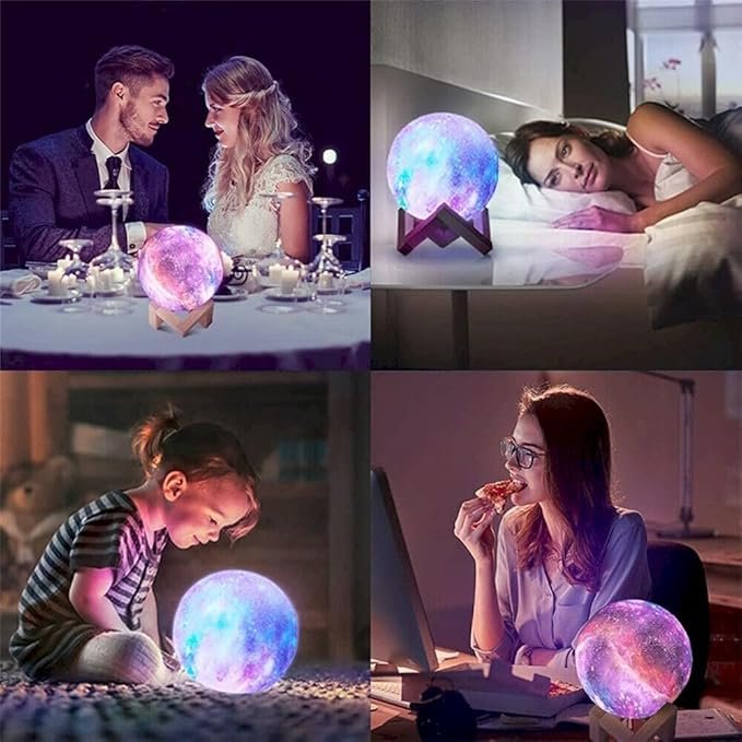 ElectVibes 3D Galaxy moon lamp with 16 Multi-Colour Changing Remote and Touch Control For Adults and Kids With Wooden Stand Night Lamp for Bedroom (15cm) (pack of 1) - Image 7