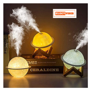 ELECTVIBES 2 In 1 Moon Lamp Cool Mist Humidifiers Essential Oil Diffuser Aroma Air Humidifier With Led Night Light Colorful Change For Car, Office, Babies, Humidifiers For Home, 200 ml (PACK OF 1)