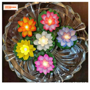 ELECTVIBES  Water Sensor Floating Diyas Smokeless Flameless Candles Lotus Flowers Led Tea Light Candle for Pool, Pond, Glass Water Bowl, Christmas, Wedding, Valentine, Home Decor Items 6 Pcs (MultiColour pack of 1)