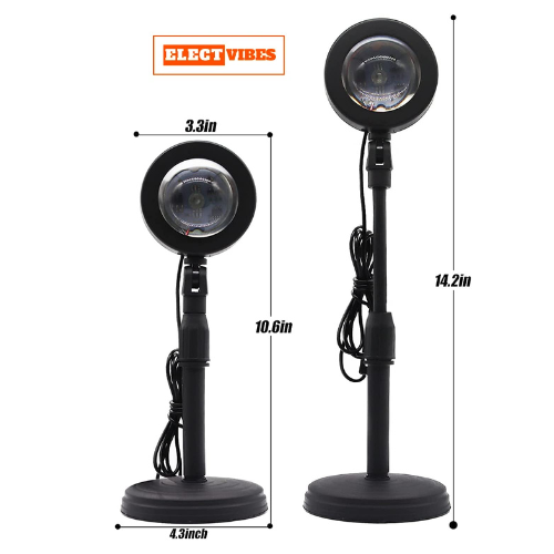 ELECTVIBES Sunset Lamp Projector LED Lights with USB & Remote – 16 Colors, 360° Rotation Romantic Sunlight For Bedroom, Rainbow Night Light for Selfie, Party, Home Decor, and Gifts for Women, Sunlight Lamp For Room (pack of 1) - Image 9