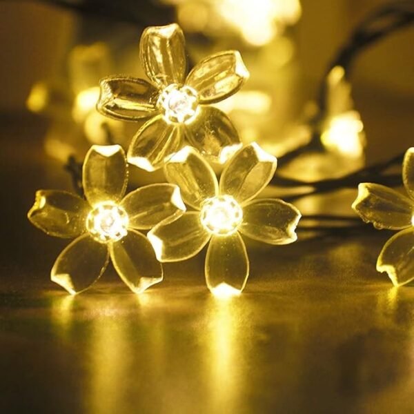 ElectVibes Silicone Blooming Flower 3 Meter, 14 LED Fairy String Series Lights for Home Decoration Waterproof String Light Flexible Fairy Light for Bedroom, Room, Balcony Decoration Plug-in (Warm White, Pack of 1)