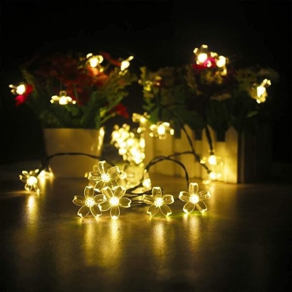 ElectVibes Silicone Blooming Flower 3 Meter, 14 LED Fairy String Series Lights for Home Decoration Waterproof String Light Flexible Fairy Light for Bedroom, Room, Balcony Decoration Plug-in (Warm White, Pack of 1) - Image 5