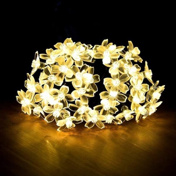 ElectVibes Silicone Blooming Flower 3 Meter, 14 LED Fairy String Series Lights for Home Decoration Waterproof String Light Flexible Fairy Light for Bedroom, Room, Balcony Decoration Plug-in (Warm White, Pack of 1) - Image 6