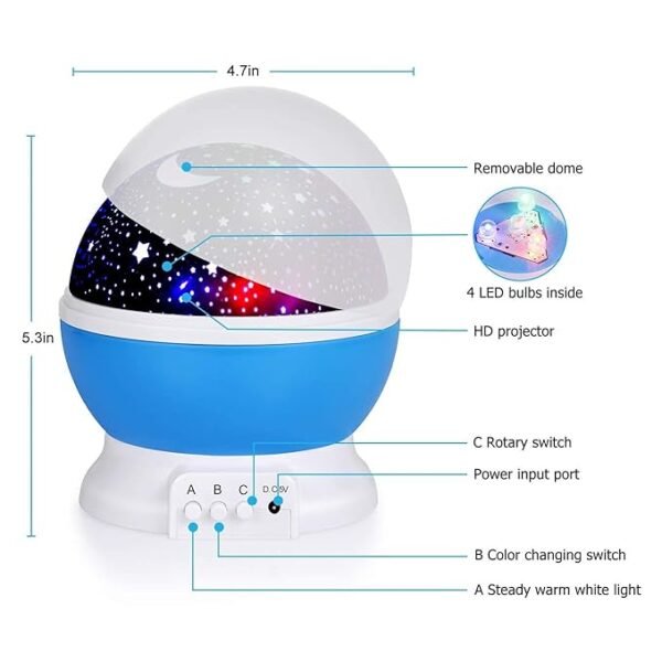 ElectVibes Star Master Galaxy Night Projector Lamp Ceiling Led Light 360° Rotating,Colorful Lights Starry Space Projection Home Room Decoration Design, Toys Gift for Kids Boy Girl, and Romantic Bed Ambiance, Plastic, Multicolor, USB Cable - Image 2