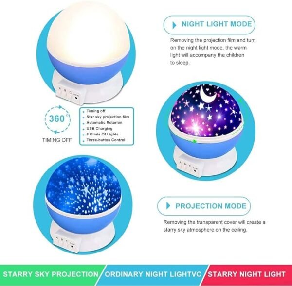 ElectVibes Star Master Galaxy Night Projector Lamp Ceiling Led Light 360° Rotating,Colorful Lights Starry Space Projection Home Room Decoration Design, Toys Gift for Kids Boy Girl, and Romantic Bed Ambiance, Plastic, Multicolor, USB Cable - Image 3