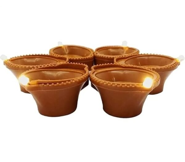 ElectVibes Water Sensor Diya Lights Electric Flameless & Smokeless Set of 24 Pcs Artificial Flameless Diyas with Sensing Technology for Home Decor, Diwali Festivals Decoration, New Year (Brown) - Image 5