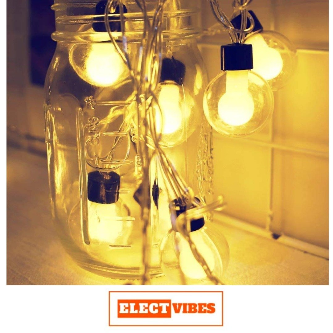 ELECTVIBES Fairy Double Glass String Ball Light 14 LED Outdoor String Lights Waterproof Crystal Water Drop Fairy Lights, Decoration Lighting for Diwali ,Home, Garden, Christmas - Image 6