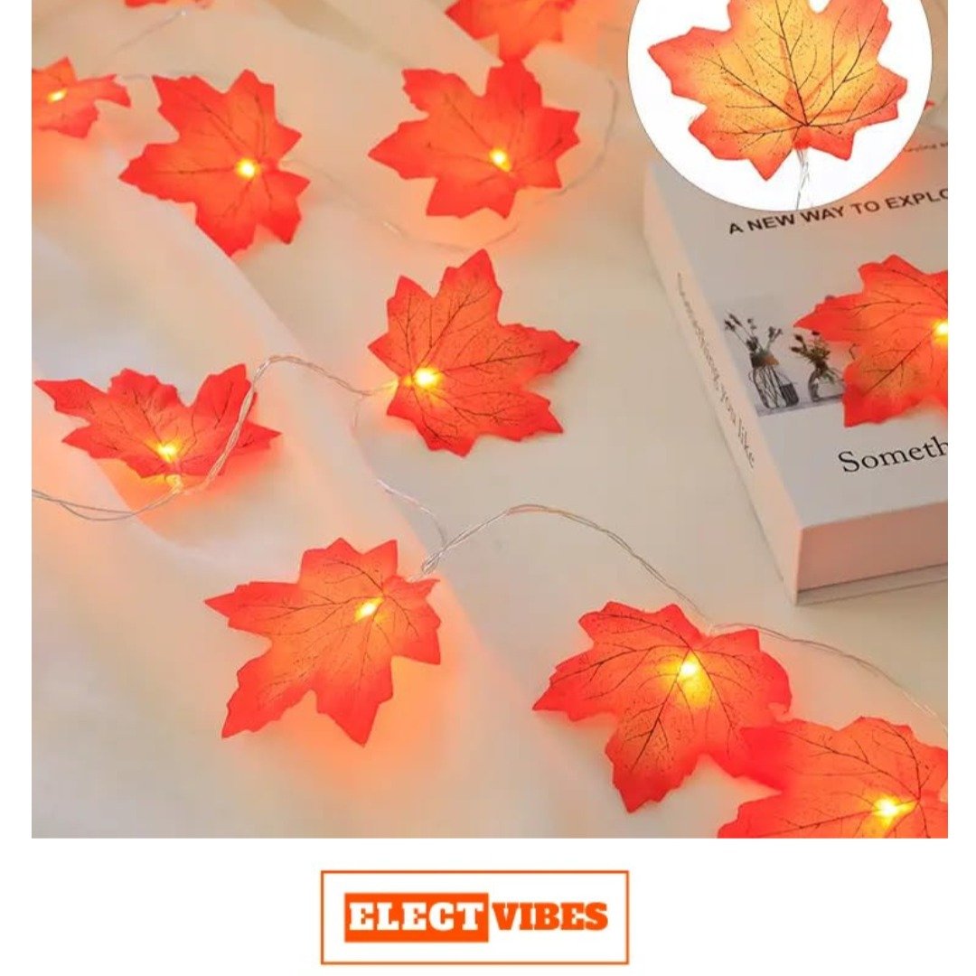 ELECTVIBES Maple Leaf String Light 14 Led, 3 Meter Plug-In, Warm White Maple Leaf LED String Light High Brightness AC Plug Ideal for Bedroom Garden Birthday Wedding Party Backdrop Baby Shower Diwali Home (pack of 1) - Image 15
