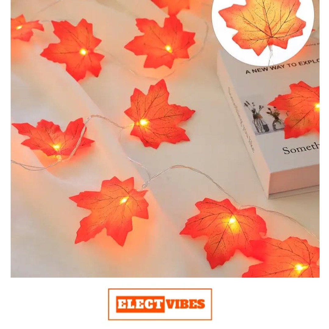 ELECTVIBES Maple Leaf String Light 14 Led, 3 Meter Plug-In, Warm White Maple Leaf LED String Light High Brightness AC Plug Ideal for Bedroom Garden Birthday Wedding Party Backdrop Baby Shower Diwali Home (pack of 1) - Image 16