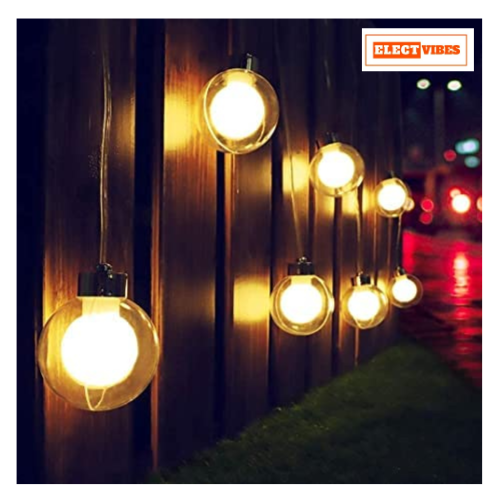 ELECTVIBES Fairy Double Glass String Ball Light 14 LED Outdoor String Lights Waterproof Crystal Water Drop Fairy Lights, Decoration Lighting for Diwali ,Home, Garden, Christmas - Image 5