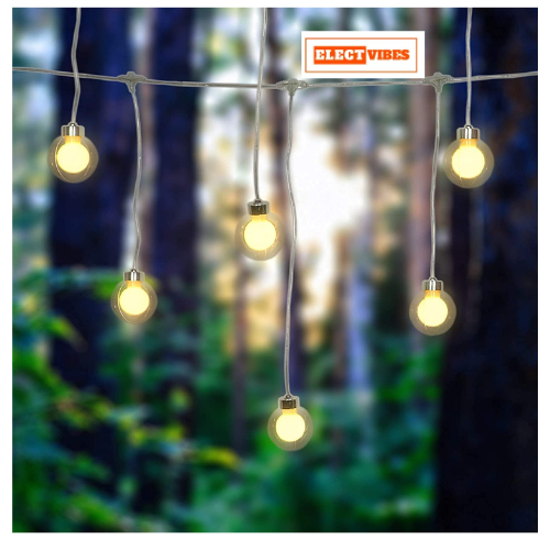 ELECTVIBES Fairy Double Glass String Ball Light 14 LED Outdoor String Lights Waterproof Crystal Water Drop Fairy Lights, Decoration Lighting for Diwali ,Home, Garden, Christmas - Image 14