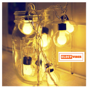 ELECTVIBES Double Glass Ball String Light 14 LED, 3 Meter Plug-In, Warm White Double Glass String Ball Lights – Waterproof Crystal Drop Fairy Lights for Diwali, Home, Garden, and Christmas Decoration (Pack of 1)