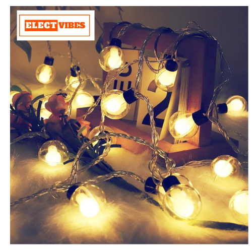 ELECTVIBES Fairy Double Glass String Ball Light 14 LED Outdoor String Lights Waterproof Crystal Water Drop Fairy Lights, Decoration Lighting for Diwali ,Home, Garden, Christmas - Image 9