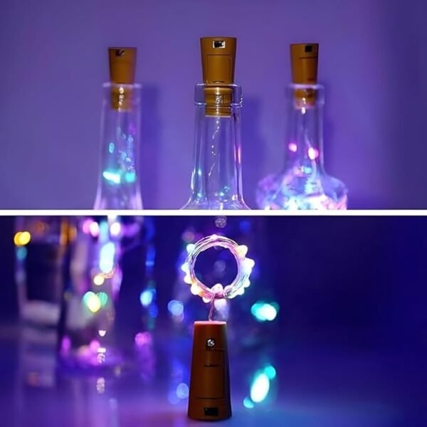 ElectVibes 20 Led Wine Bottle Cork Copper Wire String Lights 2 Meter Battery Operated Fairy Lights Bottle DIY Christmas Wedding Party (Multicolour) - Image 6