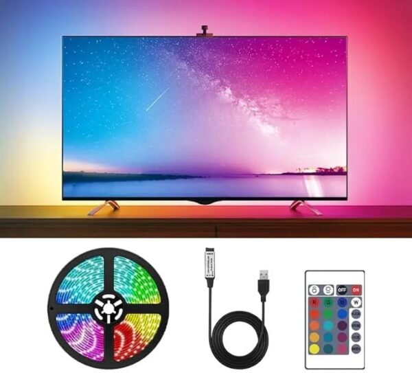 ElectVibes USB 5V 5050 RGB LED Strip Light for TV Backlight (2M) | Multi-Color Changing with Remote | Flexible LED Light for 32-40 Inch TV, PC, Laptop, Gaming &  Room Decoration