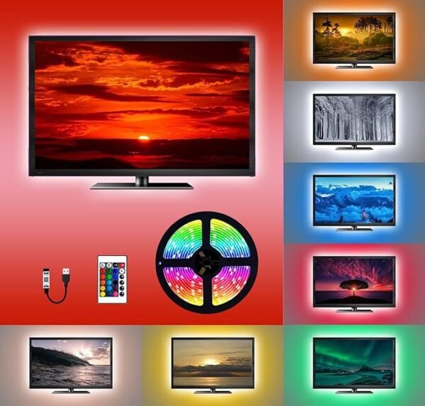 ElectVibes USB 5V 5050 RGB LED Strip Light for TV Backlight (3M) | Multi-Color Changing with Remote | Flexible LED Light for 40-49 Inch TV, PC, Laptop, Gaming &  Room Decoration