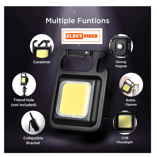 ELECTVIBES LED Keychain Flashlight – 500 Lumens, 4 Light Modes, Portable Mini Light with Corkscrew & Magnetic Base for Indoor & Outdoor Use (PACK OF 1) - Image 15