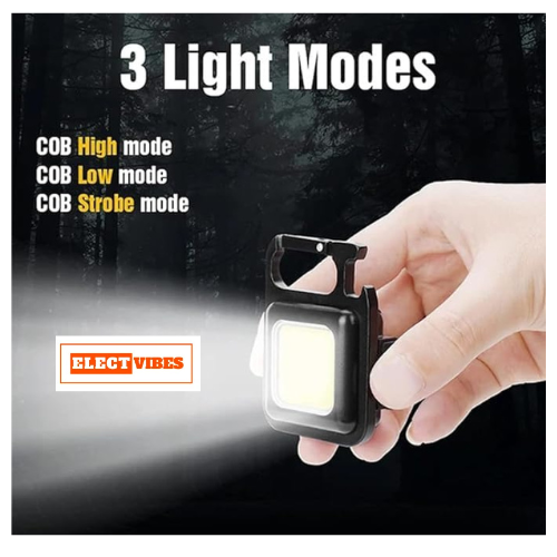 ELECTVIBES LED Keychain Flashlight – 500 Lumens, 4 Light Modes, Portable Mini Light with Corkscrew & Magnetic Base for Indoor & Outdoor Use (PACK OF 1) - Image 2