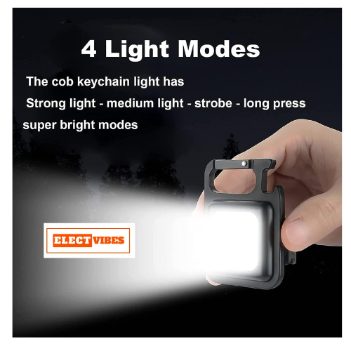 ELECTVIBES LED Keychain Flashlight – 500 Lumens, 4 Light Modes, Portable Mini Light with Corkscrew & Magnetic Base for Indoor & Outdoor Use (PACK OF 1) - Image 10