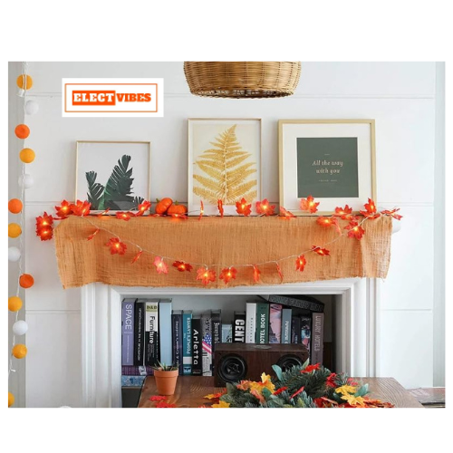 ELECTVIBES Maple Leaf String Light 14 Led, 3 Meter Plug-In, Warm White Maple Leaf LED String Light High Brightness AC Plug Ideal for Bedroom Garden Birthday Wedding Party Backdrop Baby Shower Diwali Home (pack of 1) - Image 9