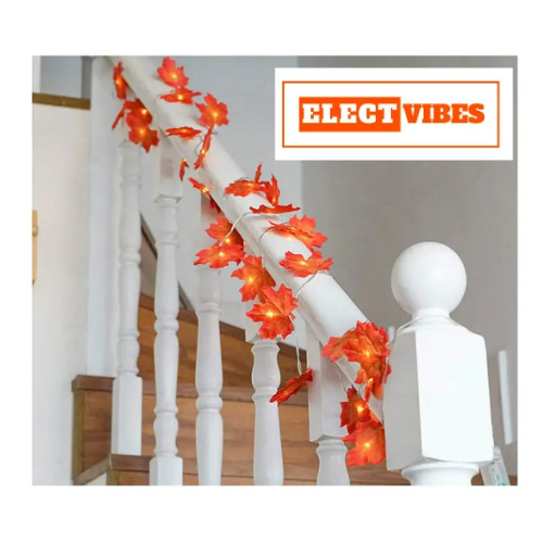 ELECTVIBES Maple Leaf String Light 14 Led, 3 Meter Plug-In, Warm White Maple Leaf LED String Light High Brightness AC Plug Ideal for Bedroom Garden Birthday Wedding Party Backdrop Baby Shower Diwali Home (pack of 1) - Image 10