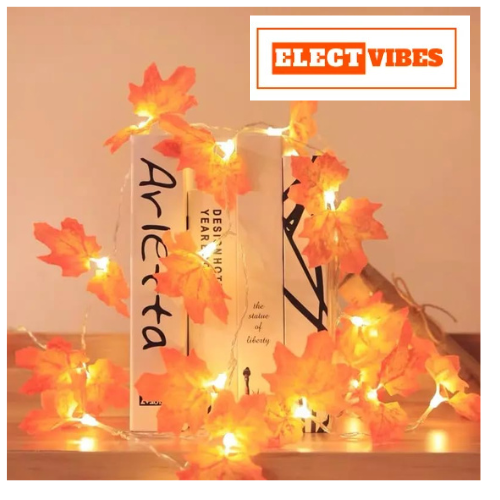ELECTVIBES Maple Leaf String Light 14 Led, 3 Meter Plug-In, Warm White Maple Leaf LED String Light High Brightness AC Plug Ideal for Bedroom Garden Birthday Wedding Party Backdrop Baby Shower Diwali Home (pack of 1) - Image 11
