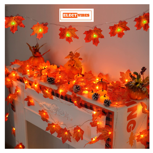ELECTVIBES Maple Leaf String Light 14 Led, 3 Meter Plug-In, Warm White Maple Leaf LED String Light High Brightness AC Plug Ideal for Bedroom Garden Birthday Wedding Party Backdrop Baby Shower Diwali Home (pack of 1) - Image 12