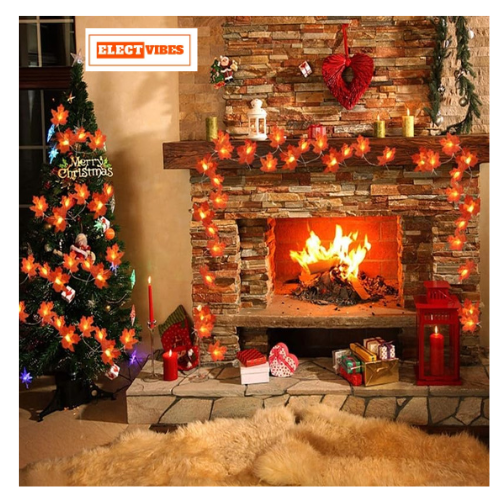 ELECTVIBES Maple Leaf String Light 14 Led, 3 Meter Plug-In, Warm White Maple Leaf LED String Light High Brightness AC Plug Ideal for Bedroom Garden Birthday Wedding Party Backdrop Baby Shower Diwali Home (pack of 1) - Image 8