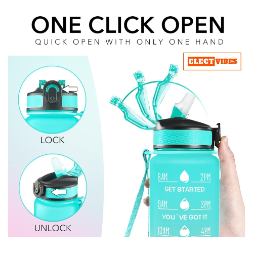 ElectVibes 1000ML Motivational Water Bottle – BPA-Free 1L Sipper with Time Marker for Fitness Gym, Office & Outdoor Use - Image 11