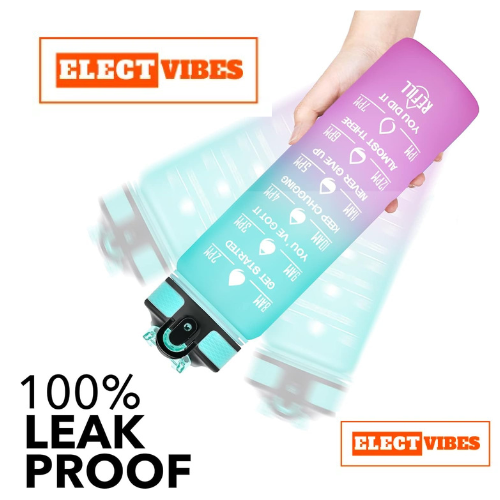 ElectVibes 1000ML Motivational Water Bottle – BPA-Free 1L Sipper with Time Marker for Fitness Gym, Office & Outdoor Use - Image 9
