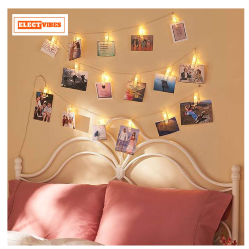 ELECTVIBES Simple Clip String Light 14 LED, 3 Meter Plug-In, Photo Clip String LIGHTS LEDs | Hanging Fairy Lights for Pictures, Bedroom, Wall Décor, Party, Wedding & Festive Decoration - Image 13