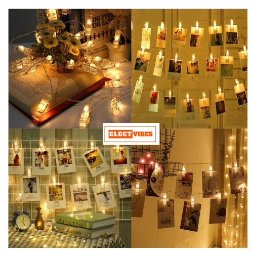 ELECTVIBES Simple Clip String Light 14 LED, 3 Meter Plug-In, Photo Clip String LIGHTS LEDs | Hanging Fairy Lights for Pictures, Bedroom, Wall Décor, Party, Wedding & Festive Decoration - Image 14
