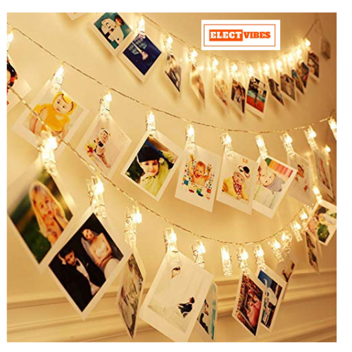 ELECTVIBES Simple Clip String Light 14 LED, 3 Meter Plug-In, Photo Clip String LIGHTS LEDs | Hanging Fairy Lights for Pictures, Bedroom, Wall Décor, Party, Wedding & Festive Decoration - Image 16