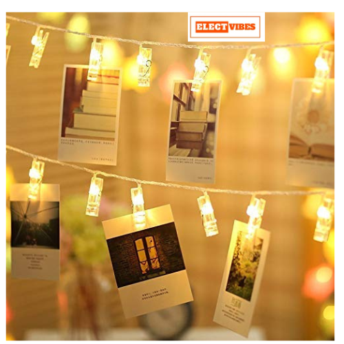 ELECTVIBES Simple Clip String Light 14 LED, 3 Meter Plug-In, Photo Clip String LIGHTS LEDs | Hanging Fairy Lights for Pictures, Bedroom, Wall Décor, Party, Wedding & Festive Decoration - Image 19
