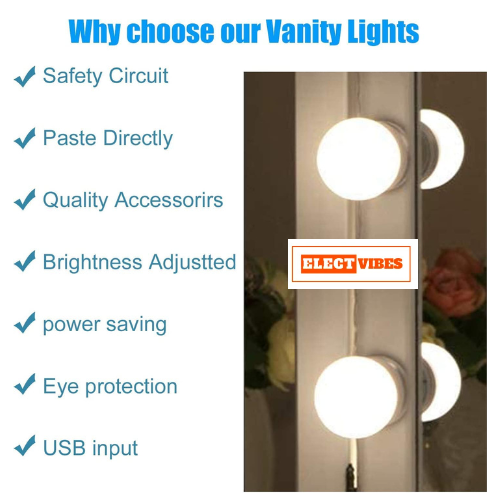ELECTVIBES Vanity Mirror Lights Best Makeup Mirror Lights Bulbs With USB Cable, 3 Color Modes & Adjustable Brightnes (PACK OF 1) - Image 16
